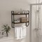 Rustic Brown Wall Mounted Bathroom Shelf with Towel Bar Modern 2 Tier Over Toilet Storage Rack